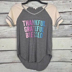 Maurices Thankful Grateful Blessed Raglan Tee M